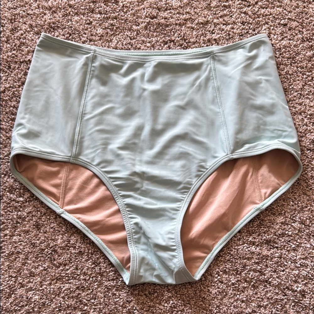 High-Waisted Light Green Bikini Bottoms